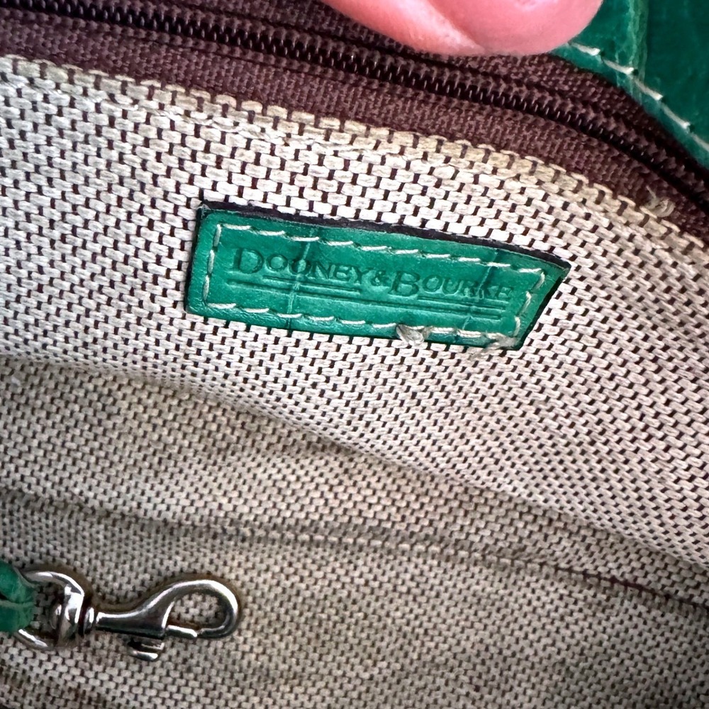 Vintage Y2K Dooney and Bourke Purse Green Croc Baguette Shoulder Bag Buckle - Picture 7 of 14